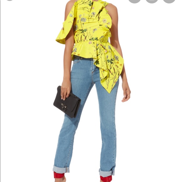 Self-Portrait Tops - Self-Portrait yellow asymmetric top